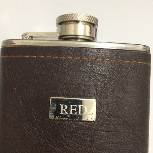 Flask Faux Leather Wrapped Custom Engraved Pocket Size Travel Concert - Picture 3 of 3